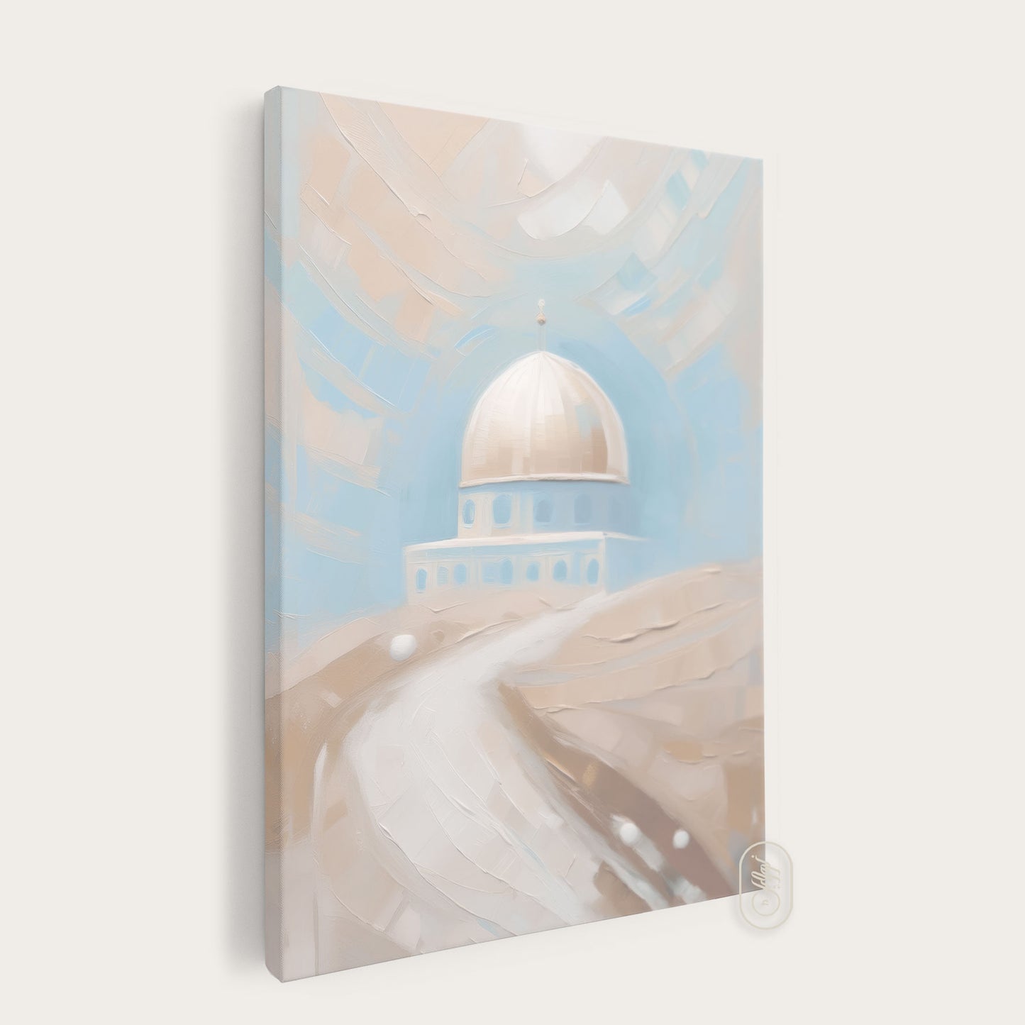 CANVAS | Modern Beige & Blue Abstract | Dome of the Rock #1