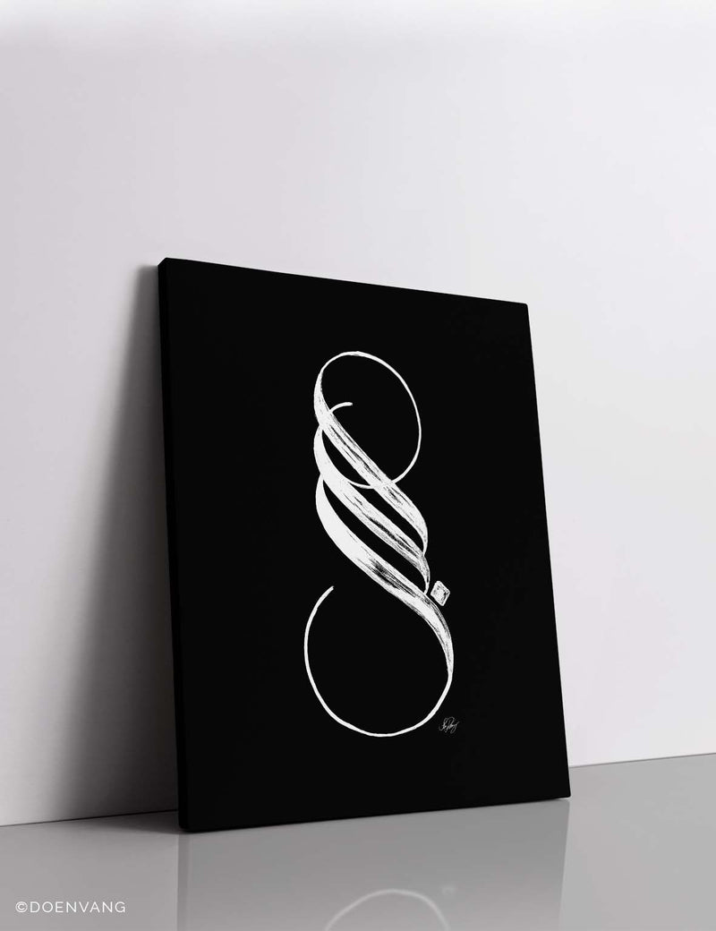 CANVAS | Handmade Sabr Calligraphy, White on Black