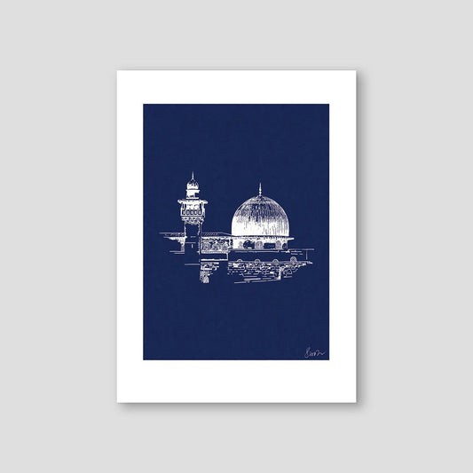 Handmade Al Aqsa, Jerusalem, White and Blue - Doenvang