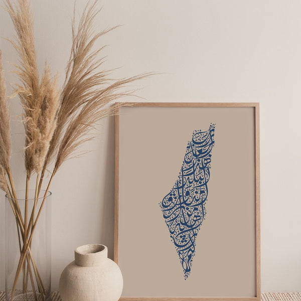 Calligraphy Palestine, Beige / Blue