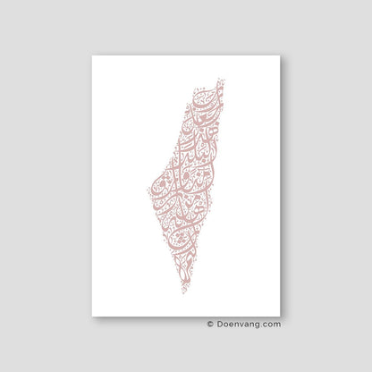 Calligraphy Palestine, White / Pink