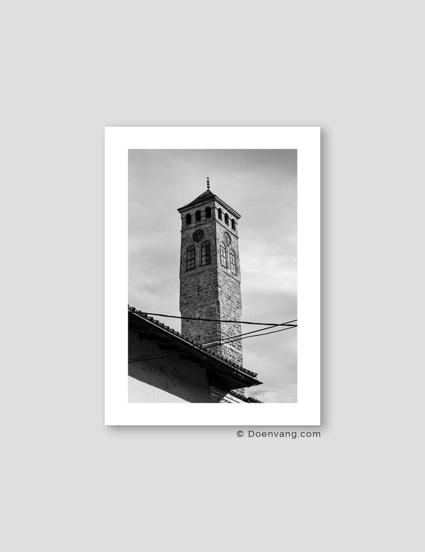 Sarajevo Clock Tower, Black and White | Bosnia 2021