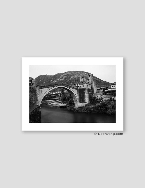 Mostar Bridge Horizontal, Black and White | Bosnia 2021