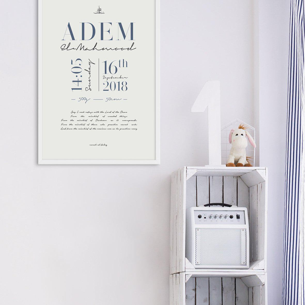 Personalised Birth Poster, Blue